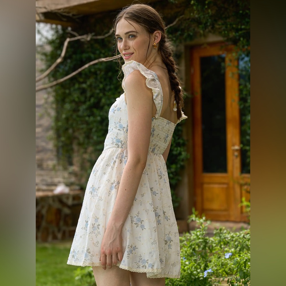 Rosie Posie Dreamy Floral Ruffle Mini Dress NWT size large - Picture 4 of 4